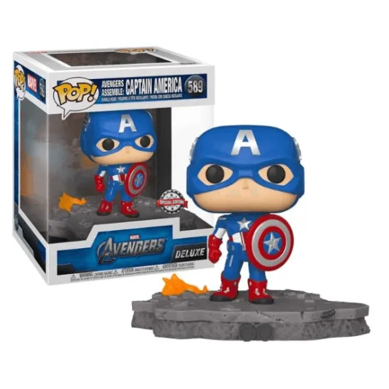Figurine Funko Marvel - Avengers Assemble: Captain America Deluxe POP!