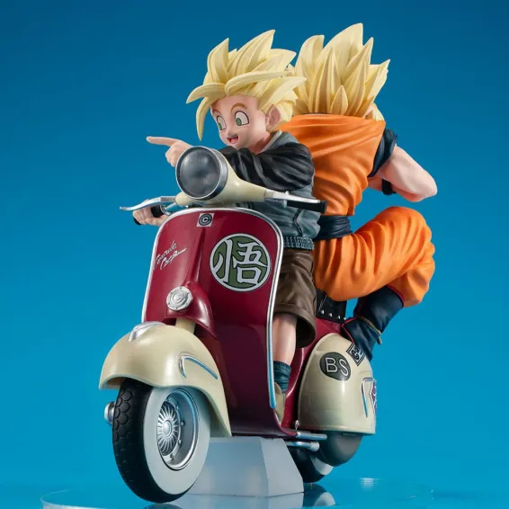 Dragon Ball Z - Desktop Real McCoy Ex - Figura Super Saiyan Son Goku & Super Saiyan Son Gohan & Motorbike PREPEDIDO Megahouse - 