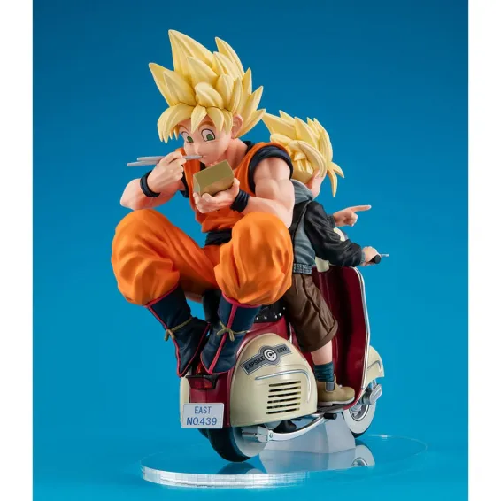 Dragon Ball Z - Desktop Real McCoy Ex - Figurine Super Saiyan Son Goku & Super Saiyan Son Gohan & Motorbike PRÉCOMMANDE Megahous