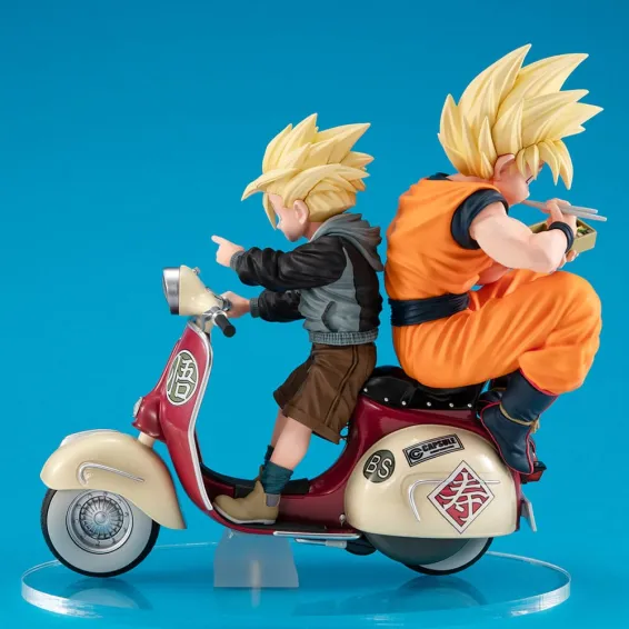 Dragon Ball Z - Desktop Real McCoy Ex - Figura Super Saiyan Son Goku & Super Saiyan Son Gohan & Motorbike PREPEDIDO Megahouse - 