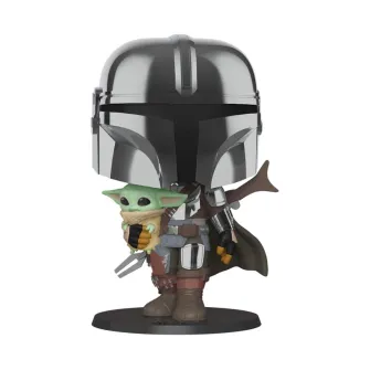 Figura Funko Star Wars: El mandaloriano - Super Sized El mandaloriano con bebe Yoda POP!
